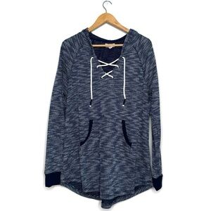 Arizona Blue And White Criss Cross Tie Pullover Hoodie Sweater Women’s Size XXL